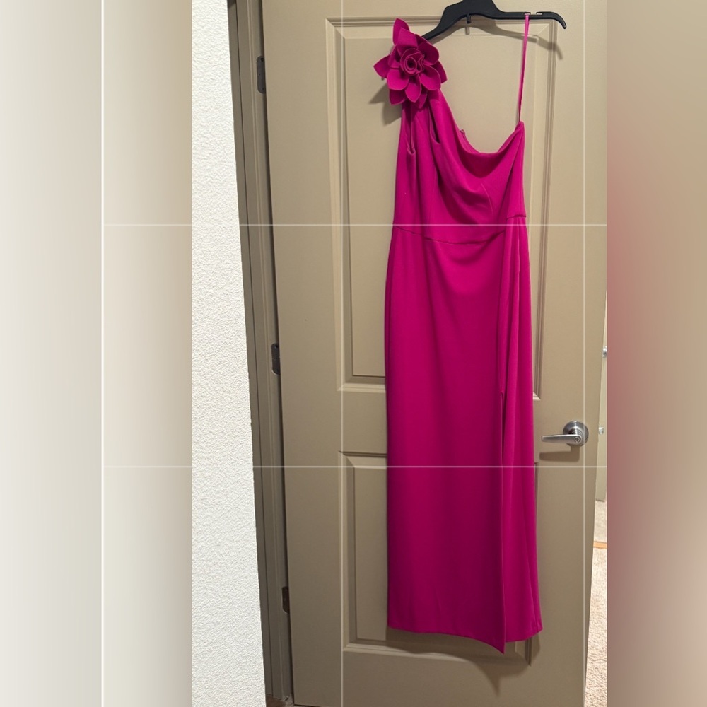 Xscape Pink One Shoulder Gown Asymmetrical Sleeveless - Picture 2 of 7